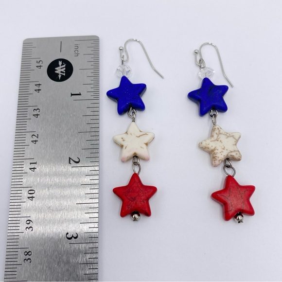 Patriotic Earrings Dangle Star Earrings - Picture 6 of 7